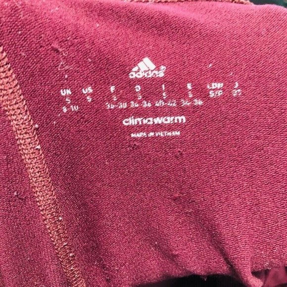 Adidas Pants Womens Adult Small Sweat Climawarm Maroon Activewear Athletic Pant - Picture 8 of 8